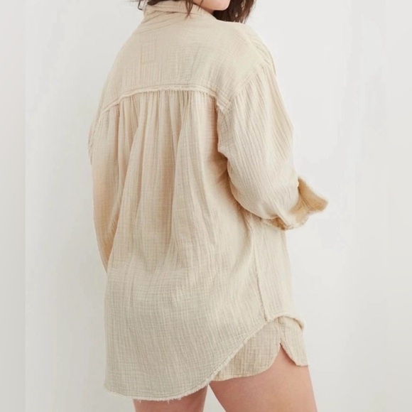 Aerie Womens Pool to Party Gauzy Muslin Oversized Coverup Top; Never Worn - Picture 2 of 5